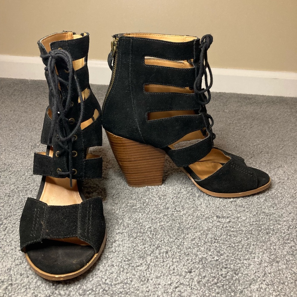Suede block heel gladiator Sandals